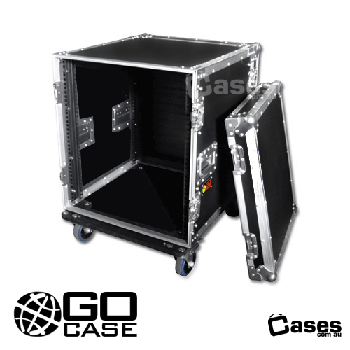 12u standard rack flight case front and rear lids castors gorak12c