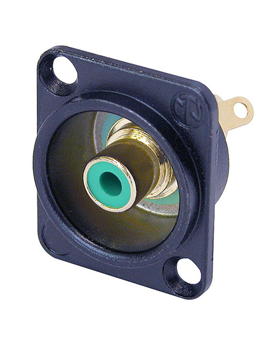 Neutrik Nf2d B Recessed Rca Socket Black Shell, Coloured Insulators Green