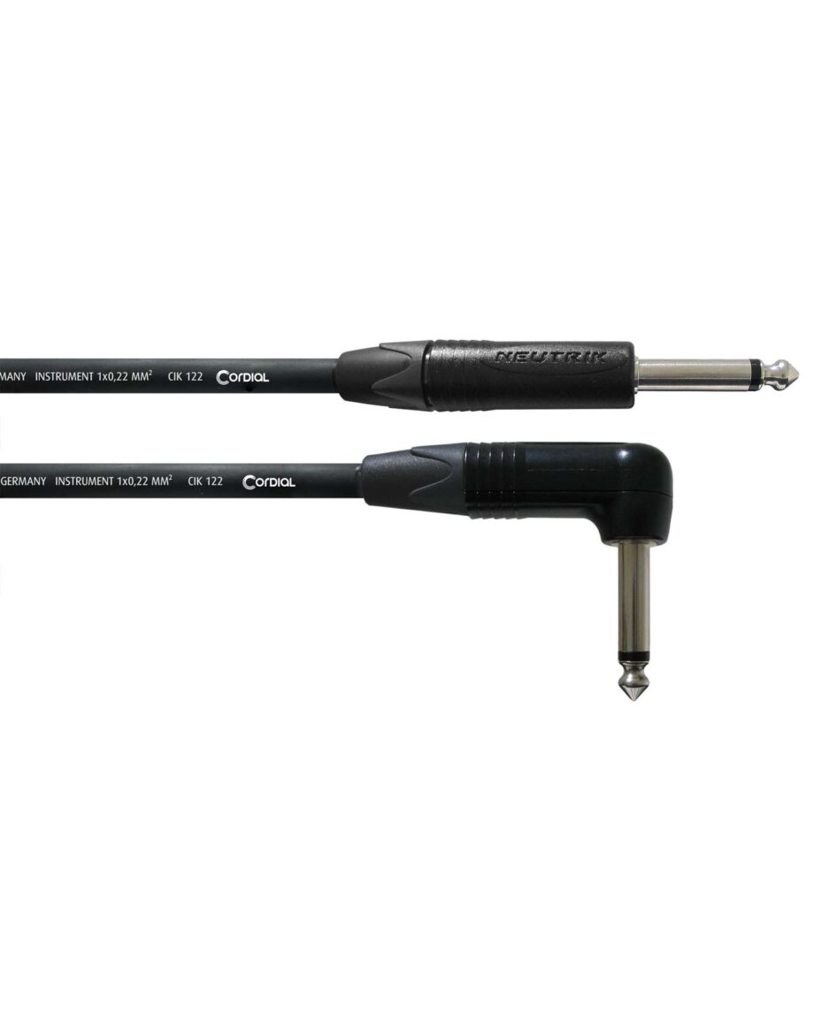 Cordial Select Neutrik Plug 6.3mm Mono Black To Right Angled Plug 6.3mm Mono Black