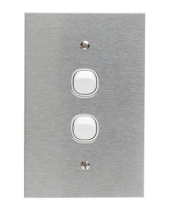 Clipsal BSL32VA-WE BSL Switch Double Flat S/Steel White