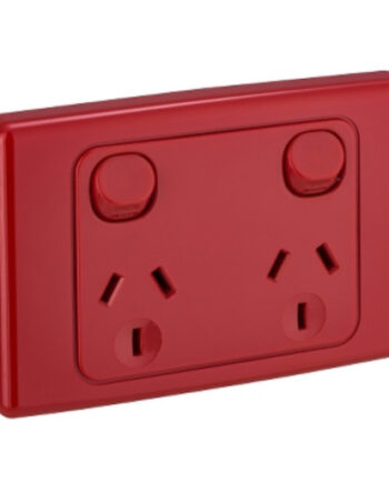 2025-RD 2000 Sw Socket 10A Double Horiz Red