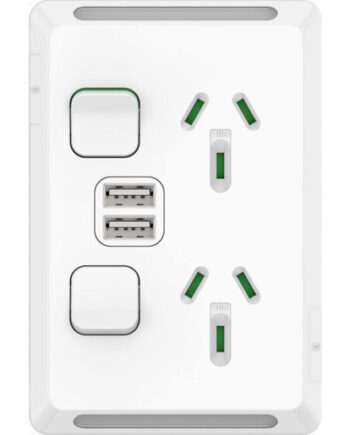PDL PDLP392USB2-XW Pro Series Sw Socket 10A Double Vert 2 Extra USB Chargers